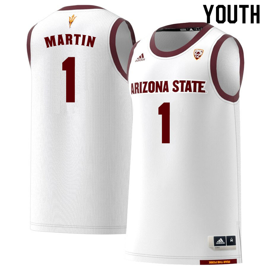 Youth #1 Remy Martin Arizona State Sun Devils College Basketball Jerseys Sale-White